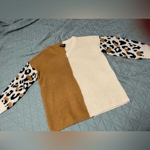 Cheetah color kick sweater 3x